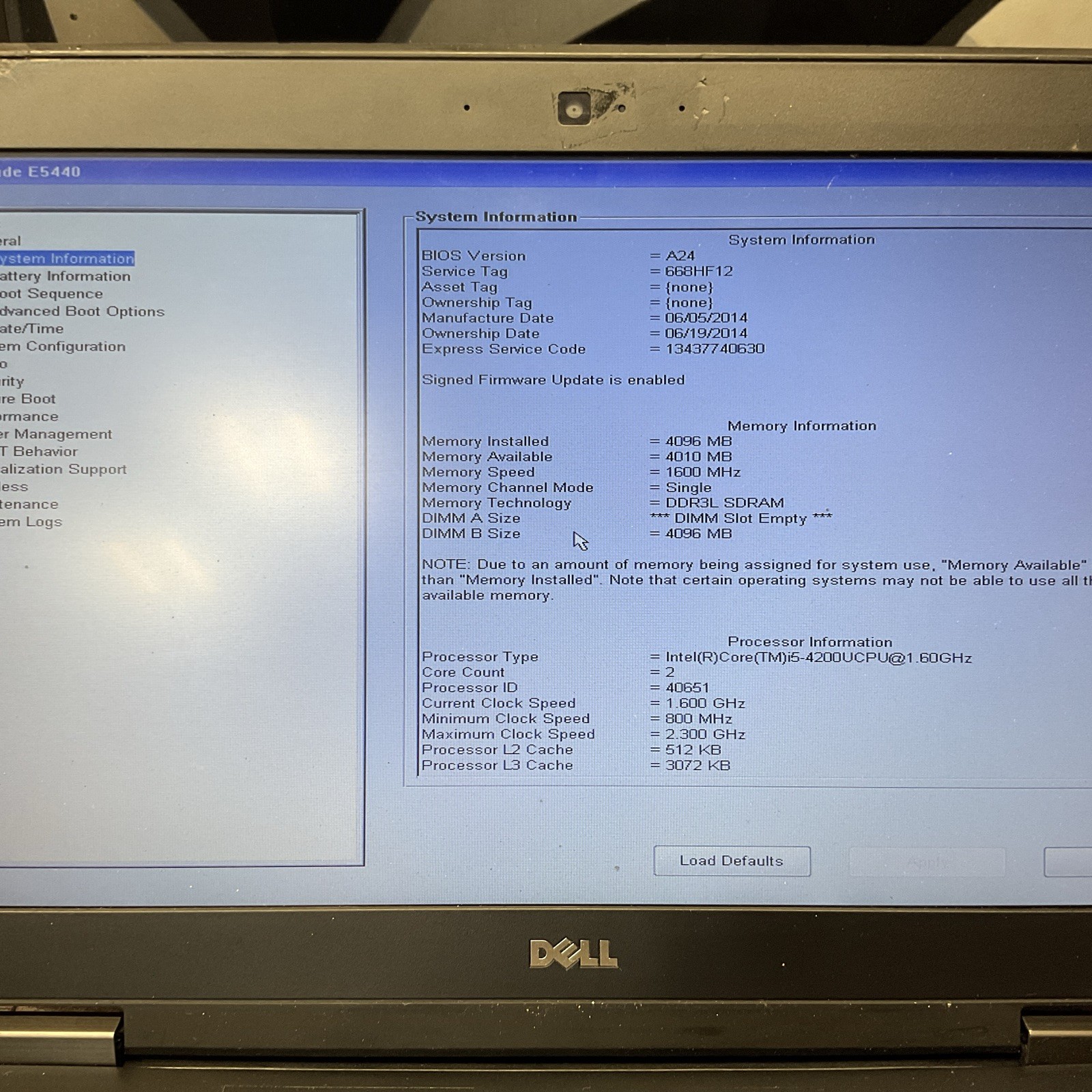 Dell Latitude E5440 / i5 4th Gen / No RAM / No SSD / M20