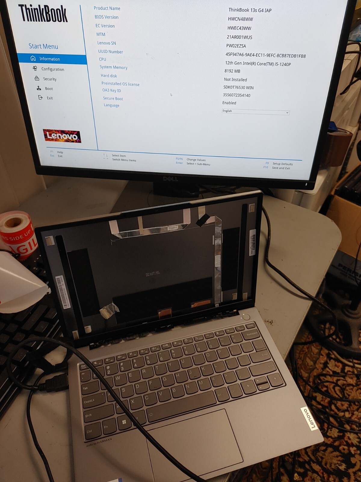 Lenovo ThinkBook 13s G4 Core i5-1240P @ 2.11GHz, 8GB RAM, NO SSD ,FOR PARTS / Re