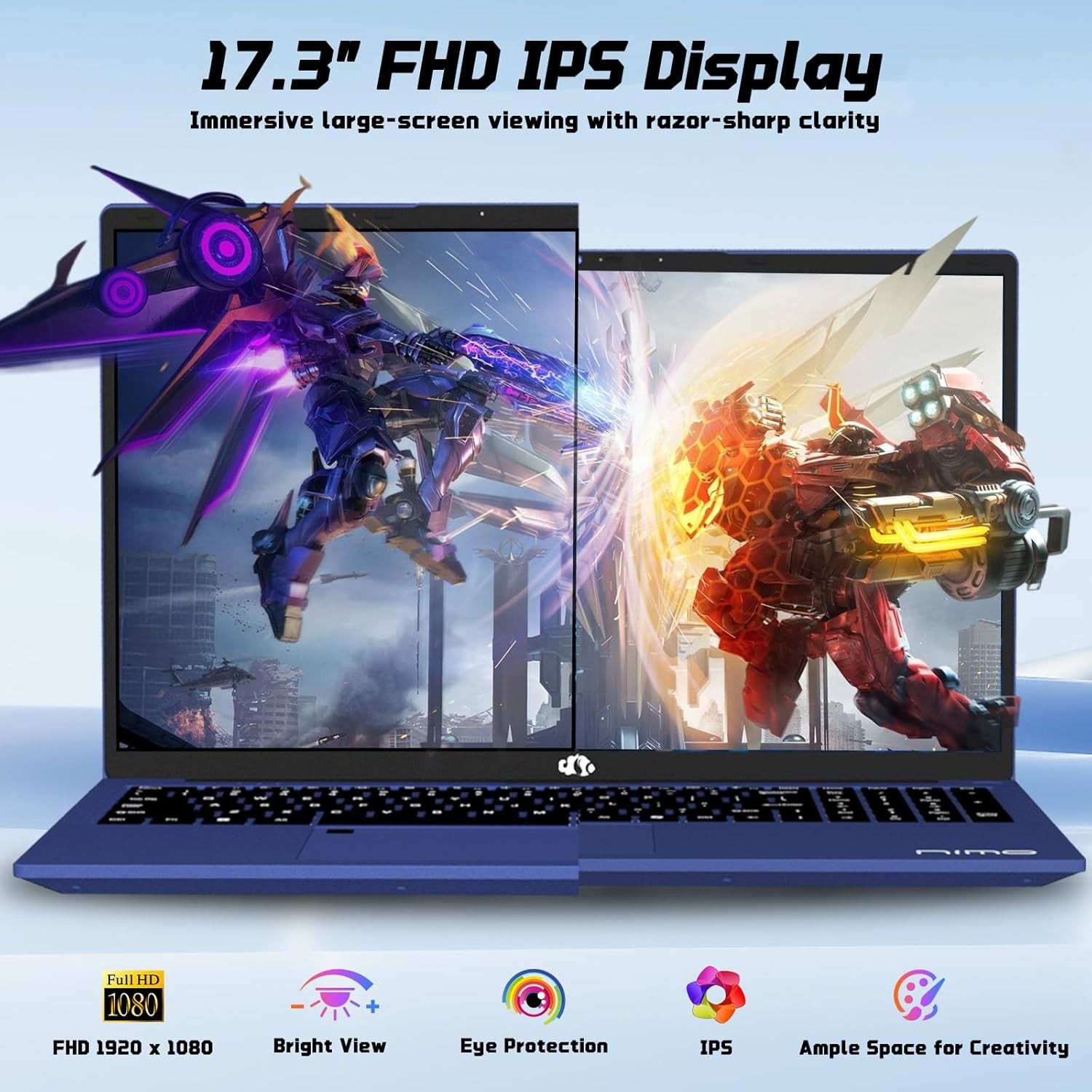 NIMO 17.3″ FHD IPS Student Laptop16GB RAM 1TB SSD, Intel Pentium 4 Cores N100