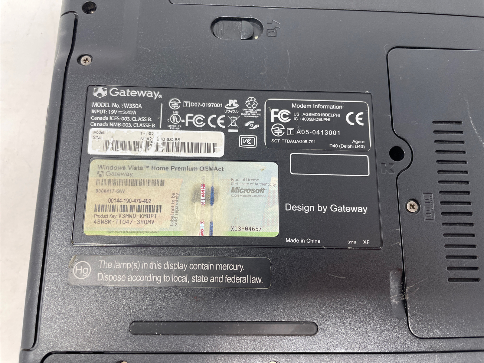 Gateway T-Series W350A 14″ Inch Laptop Computer – As Is!!