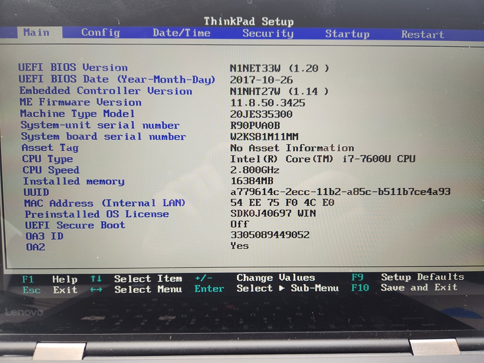 Lenovo ThinkPad X1 Yoga 2nd Gen Core i7-7600U 16GB RAM NO SSD/OS . FOR PARTS