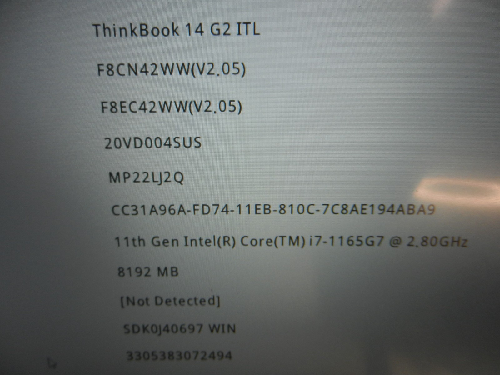 Lenovo ThinkBook 14 G2 ITL LAPTOP Core i7-1165G7 @ 2.8GHz / 8GB – PARTS/REPAIR