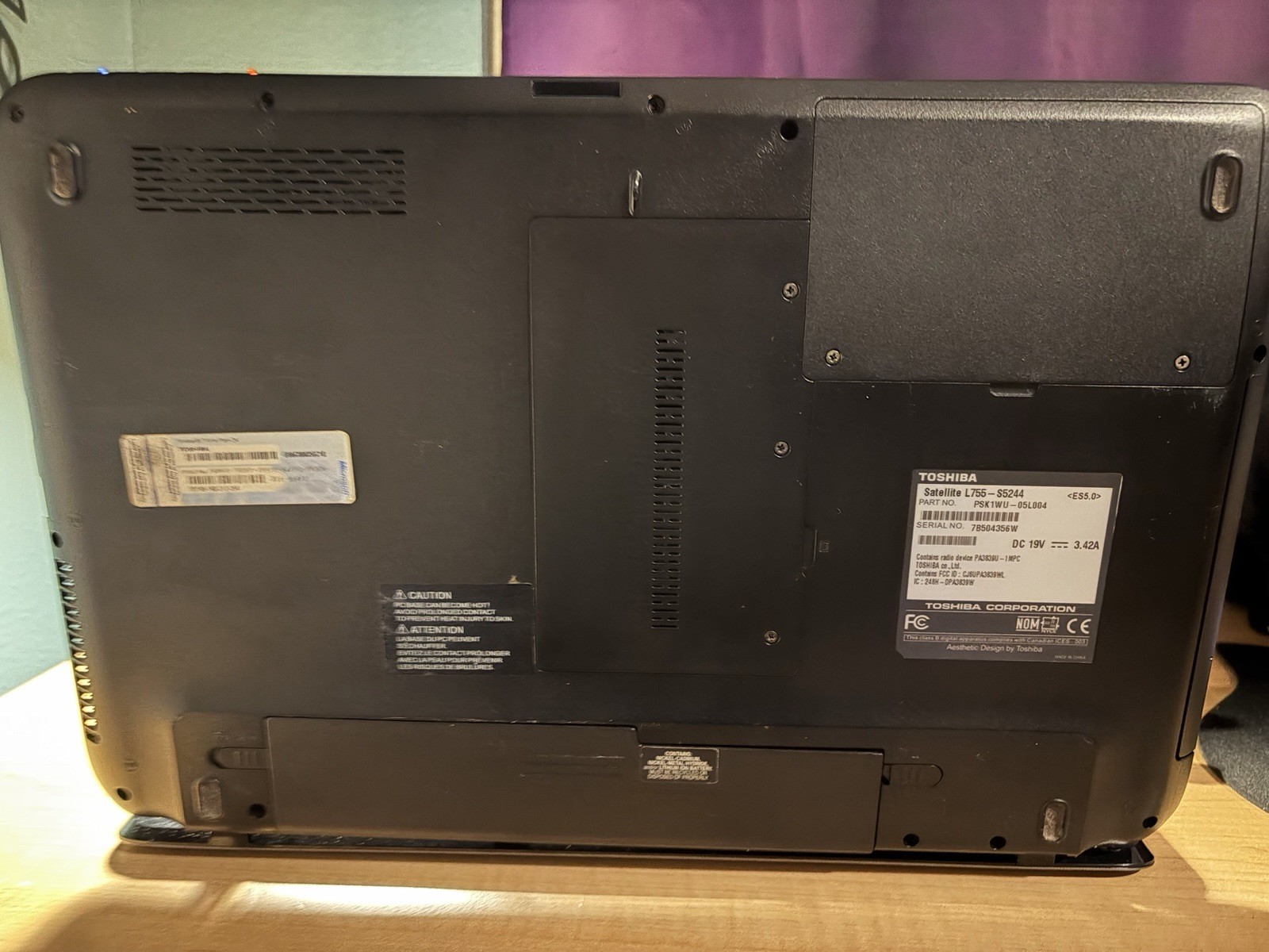 Laptop- Toshiba Satellite L755-s5244, 2.00GHz, With Battery, NO CHARGER INCLUDED