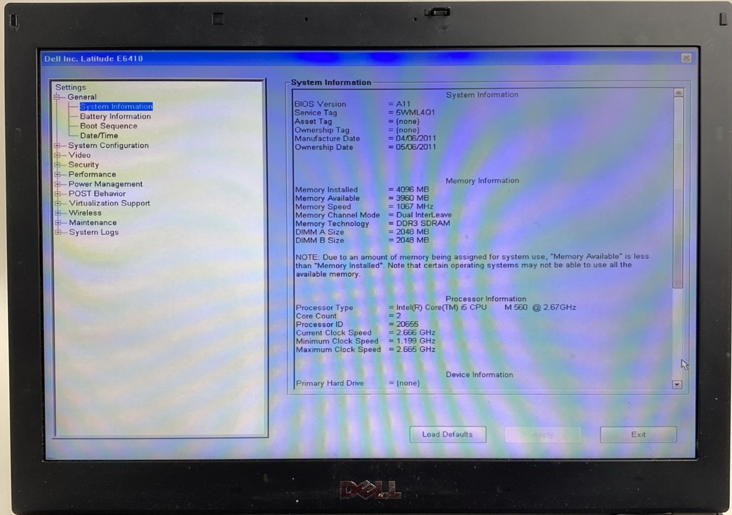 Dell Latitude E6410 Core i5-M560 2.67GHz 4GB RAM 14.0″ No Battery No HDD No OS