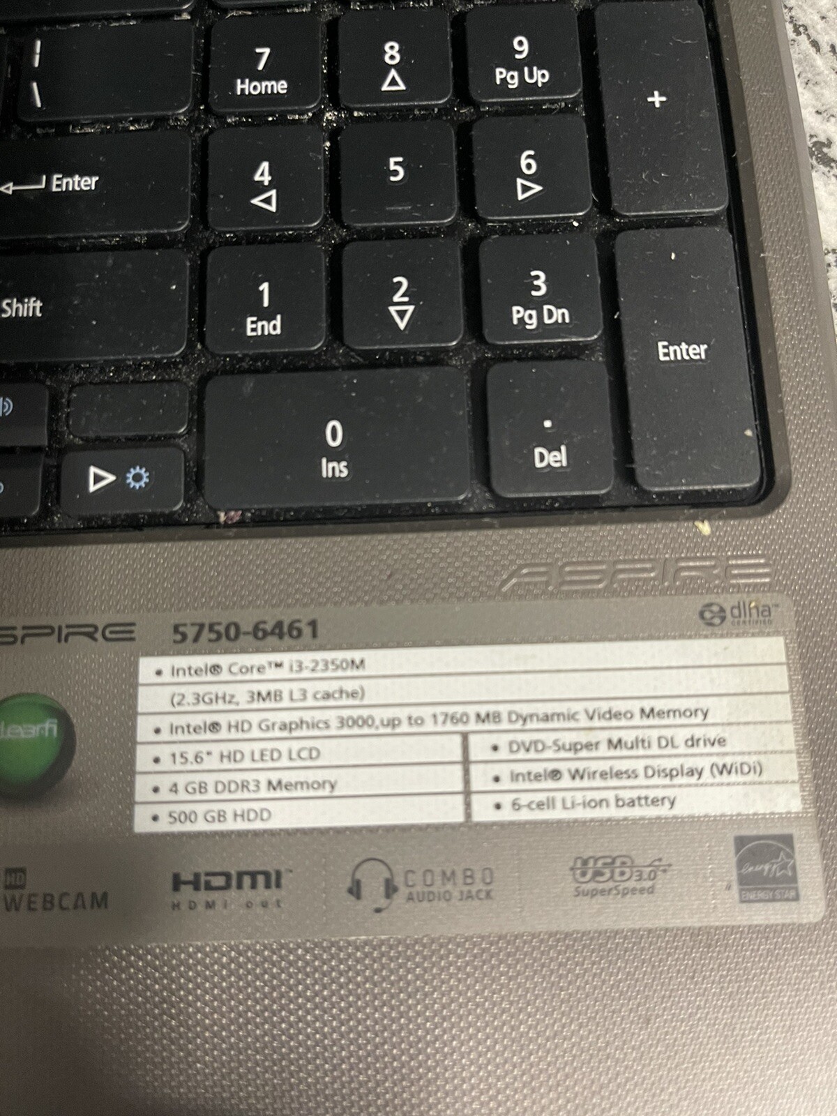 Acer Black Laptop screen 15.6 Inc for Parts no case