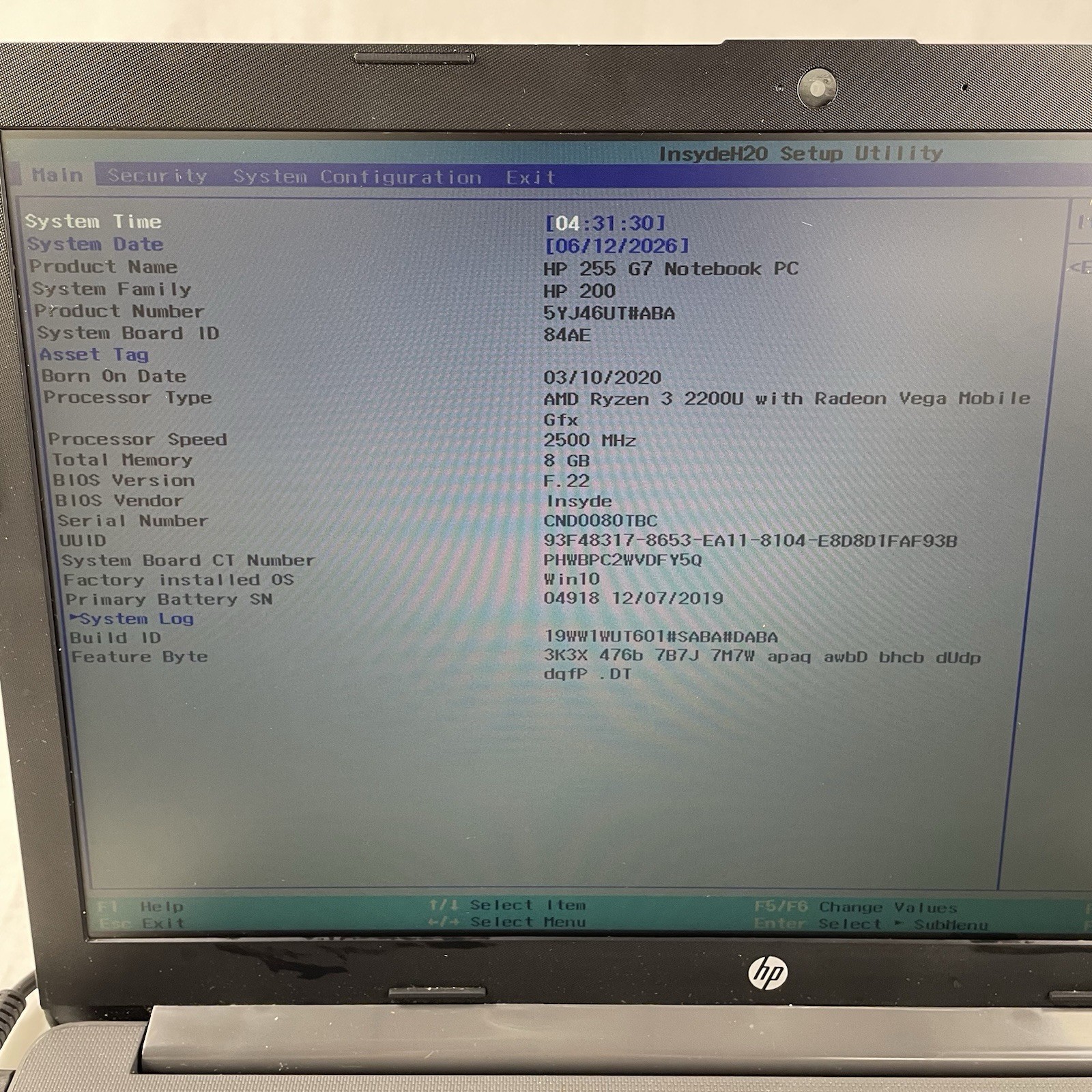 HP 255 G7 15.6″ Ryzen 3 2200U 2.50 GHz 8 GB RAM No SSD/OS/AC – READ