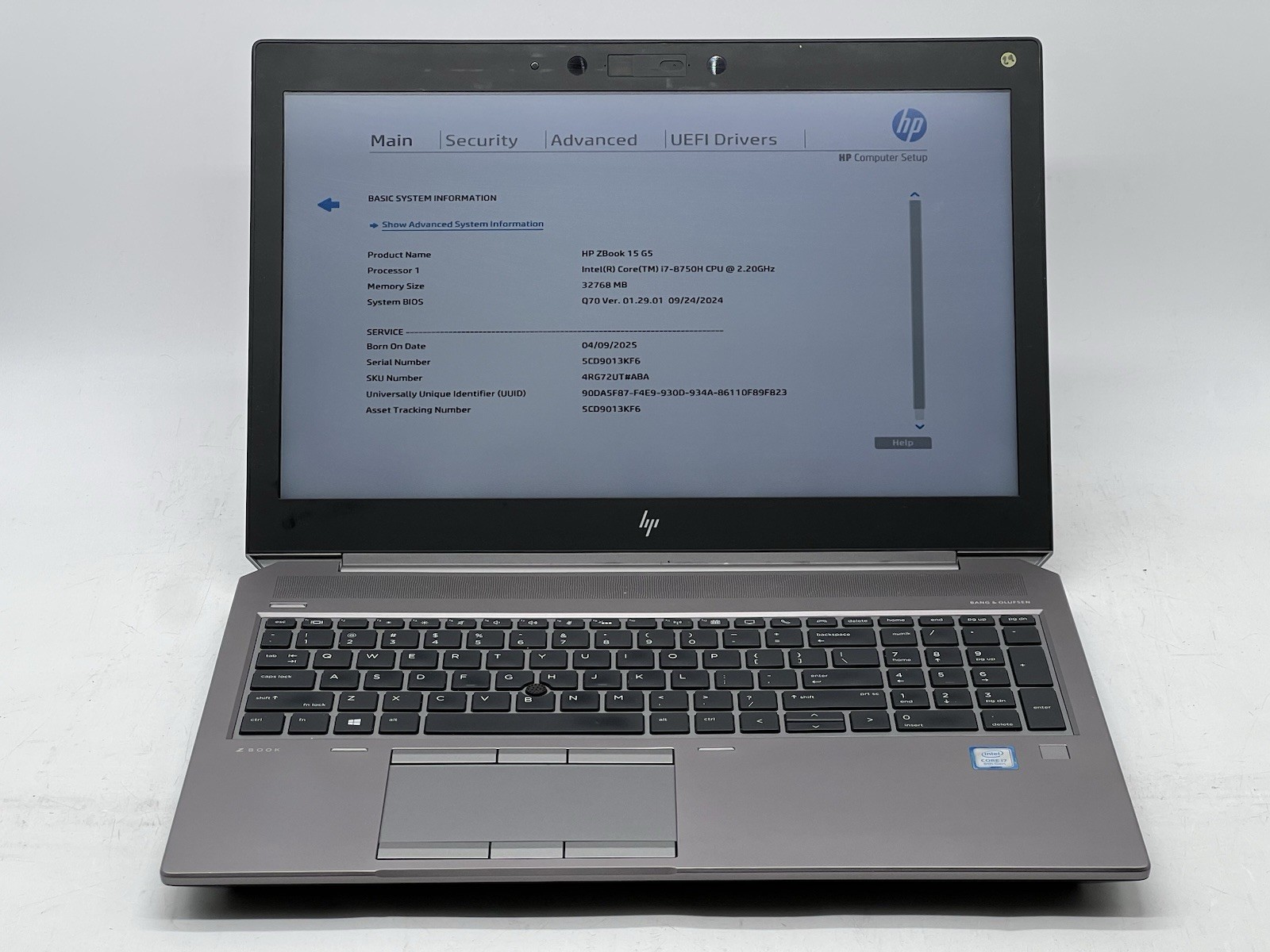 HP ZBook 15 G5, i7-8750H CPU, @ 2.20GHz, 32GB RAM, 512GB NVMe-No OS/AC