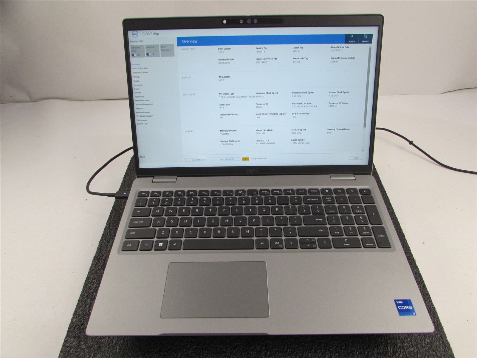 DELL PRECISION 3571 1920X1080 FHD CORE I7-12800H 512GB 16GB RAM T600 NO O.S/BATT
