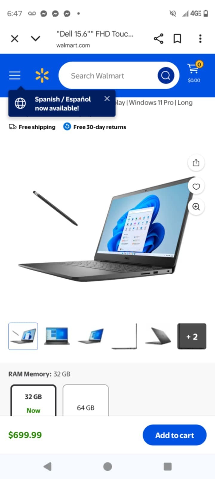 Dell Inspiron 15 3535 15.6 inch (512GB, AMD Ryzen 7 7730U, 2GHz, 16GB RAM)