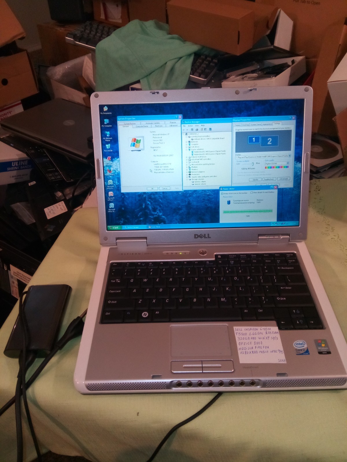 DELL INSPIRON 640M T5500 1.66GHZ 2GBRAM 320GBHDD WINXP SP/3 OFFICE 2007 CLEAN