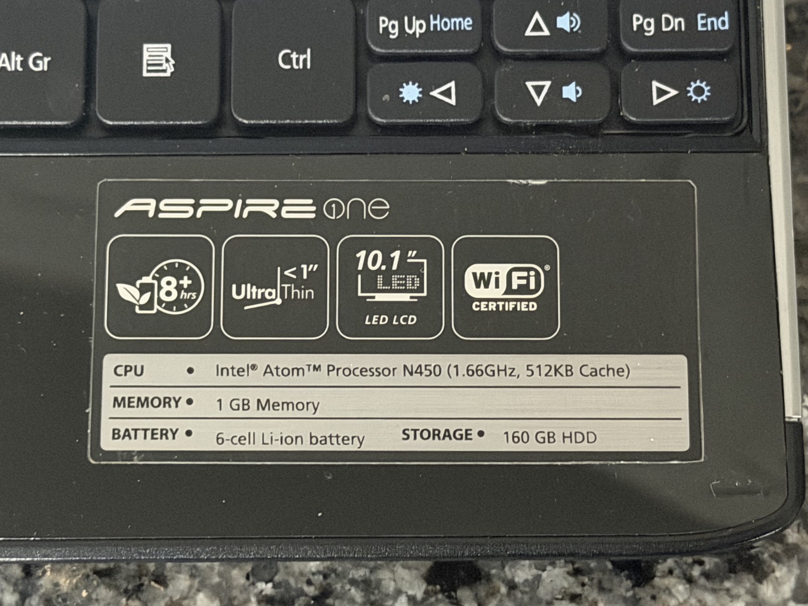 Acer Aspire One NAV50 10.1″ Laptop Intel Atom N450 1.66GHz 1GB RAM 160GB HDD