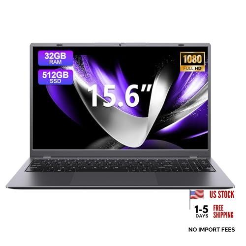 Laptop 32GB RAM 512GB SSD, 15.6 Inch Laptop Computer with FHD IPS Screen,