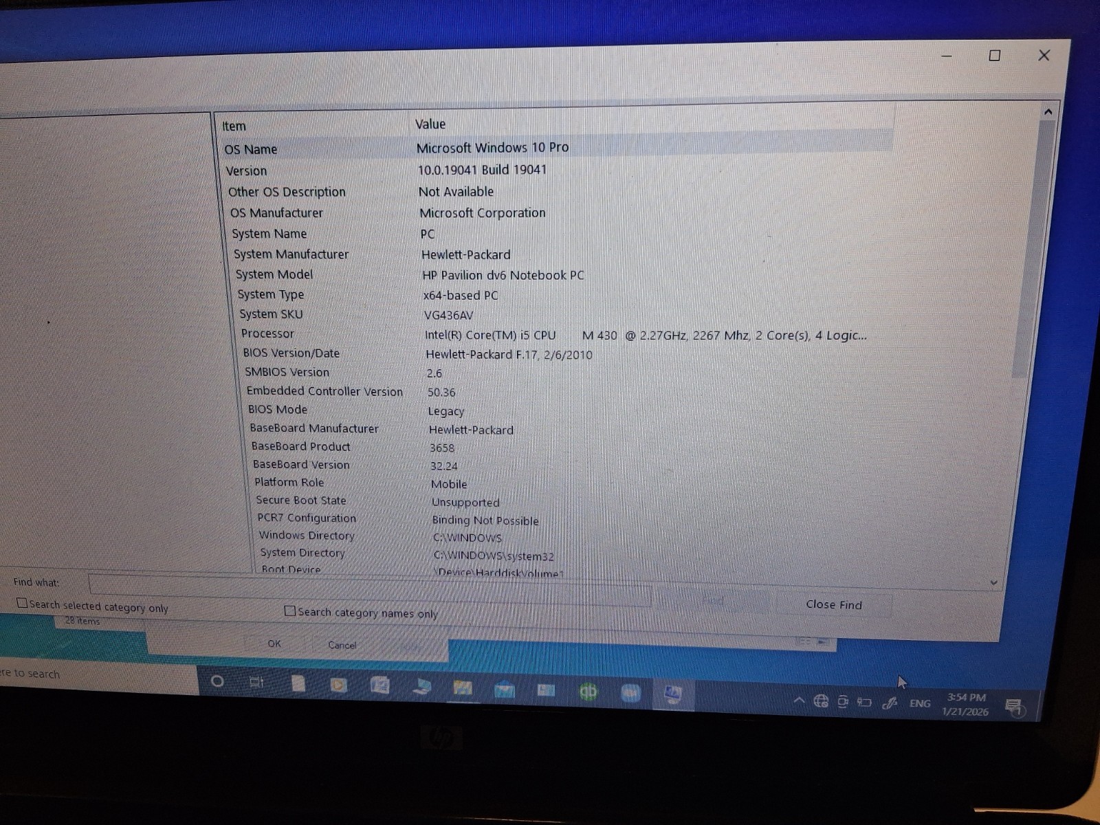 HP Pavilion dv6 Notebook PC Windows 10 PRO 4GB RAM 300 GB Hard Drive