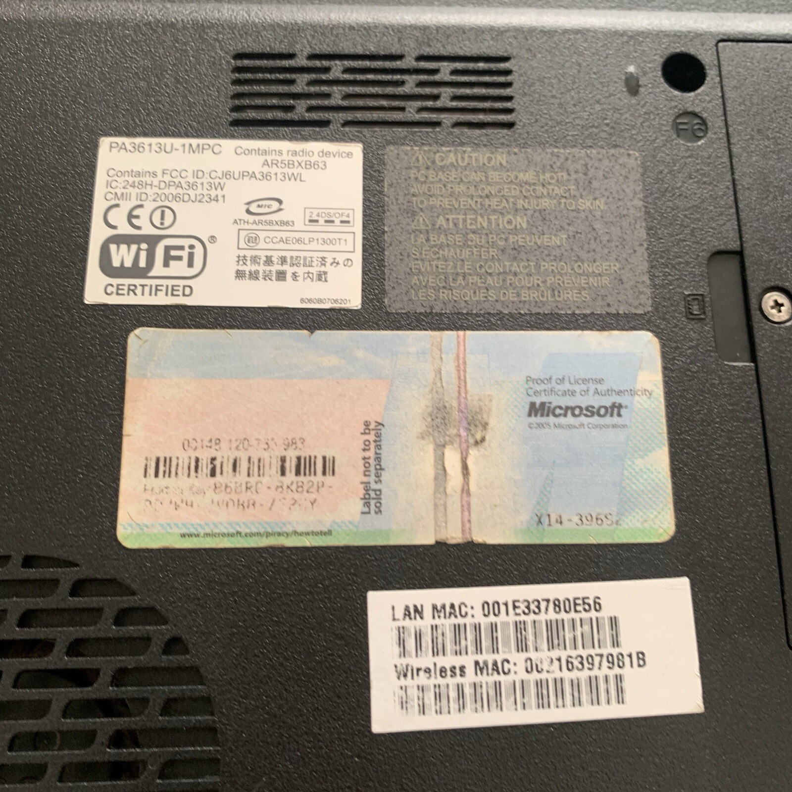 Toshiba Satellite Laptop PSLB8U-002003 Intel Pentium, RW DVD Burner, Untested.