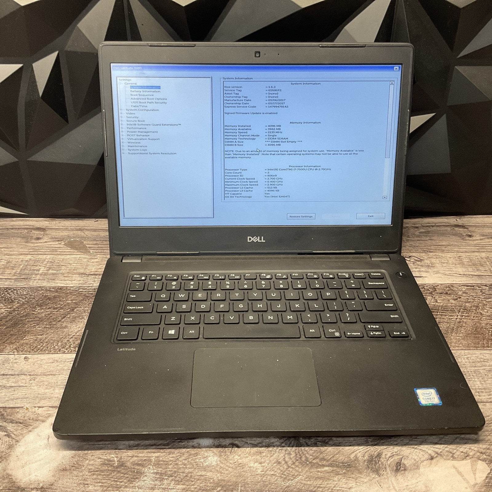 Dell Latitude 3480 / i7 7th Gen / BIOS Unlocked / No RAM / No SSD / P20