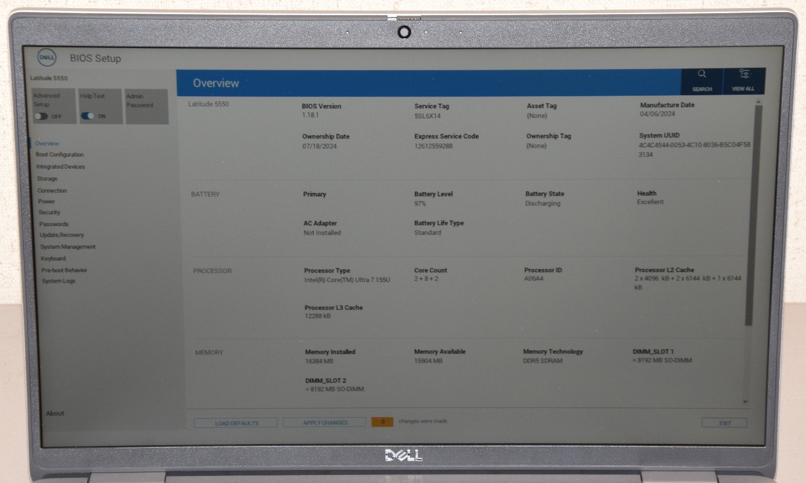 Dell Latitude 5550 15.6″ Intel Ultra 7 155U 16GB DDR5 512GB NVMe HDMI Win 11 Pro