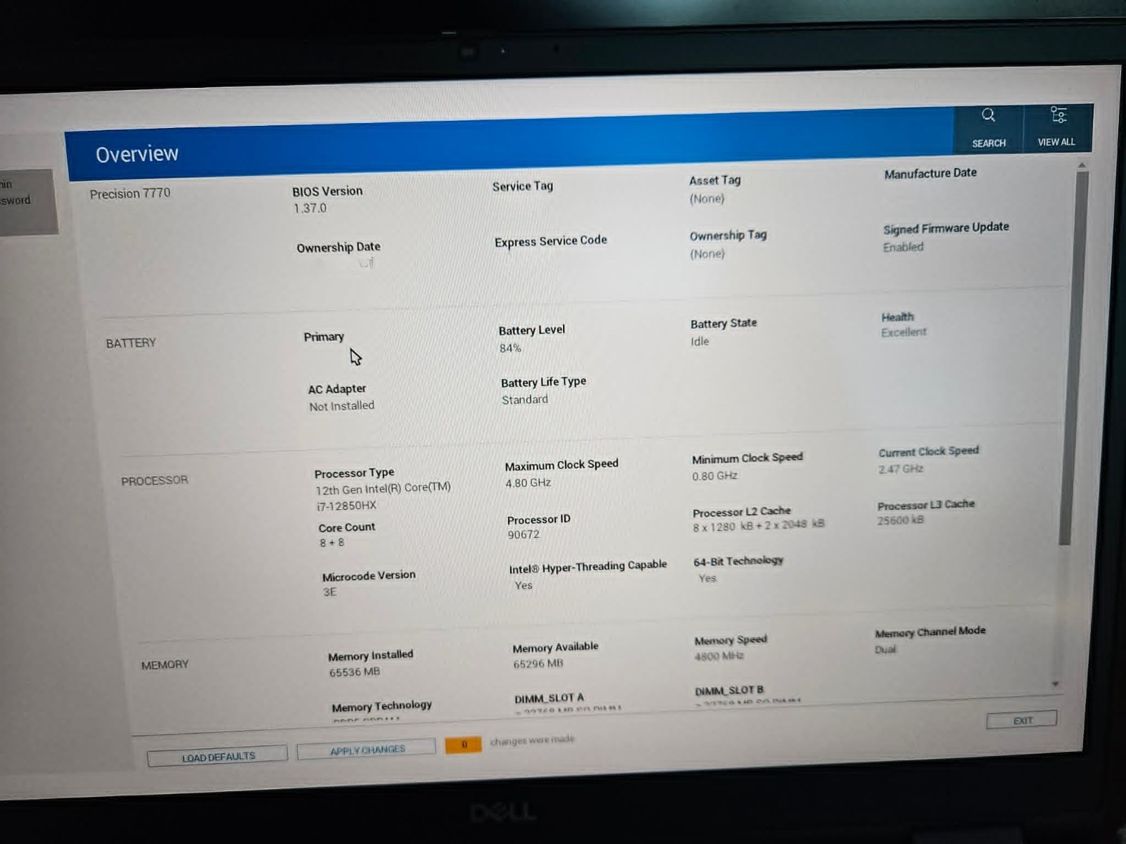 Dell Precision 7770 i7-12850HX 64GB RAM 3TB SSD RTX A1000 17.3″ Workstation