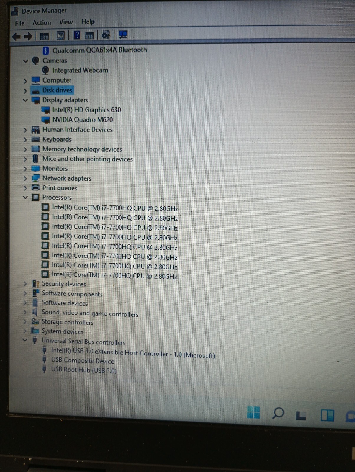 12111 Precision3520 w/charger.i7 7th gen(4cores)8GB.512GB SSD.Hybrid.15.6″W11