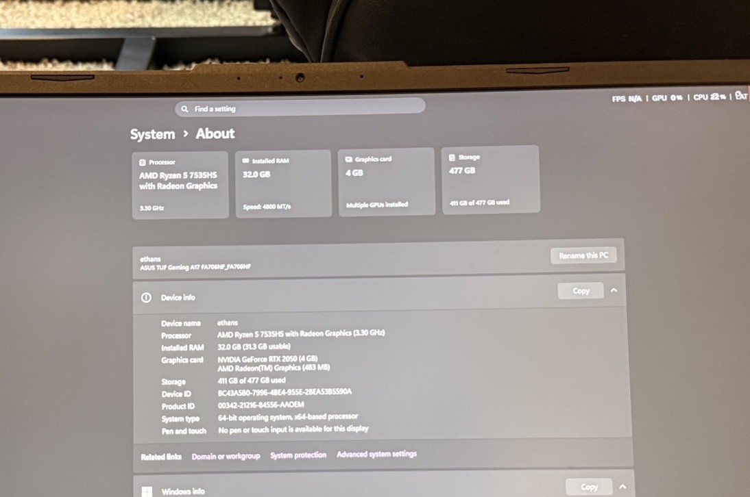 asus tuf gaming laptop a17
