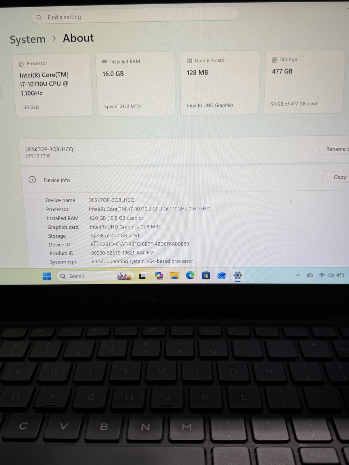 Dell XPS 13 7390 13.4 inch (512GB NVMe Core i7 10th Gen., 1.10GHz, 16GB Read!