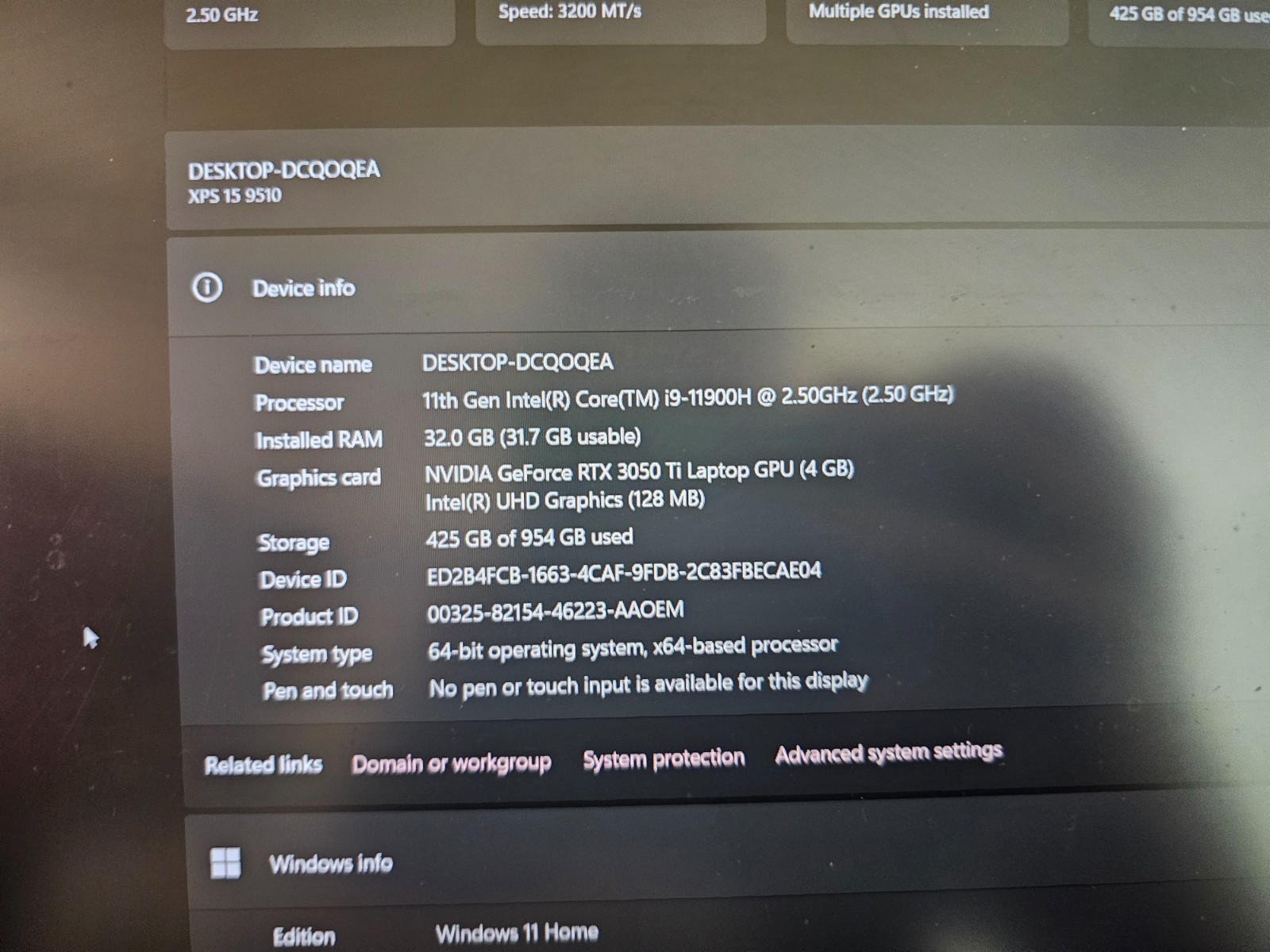 Dell XPS 15 9510 i9-11900H 2.5ghz 32GB 1TB NVIDIA 3050 TI LAPTOP + ACCESORIES