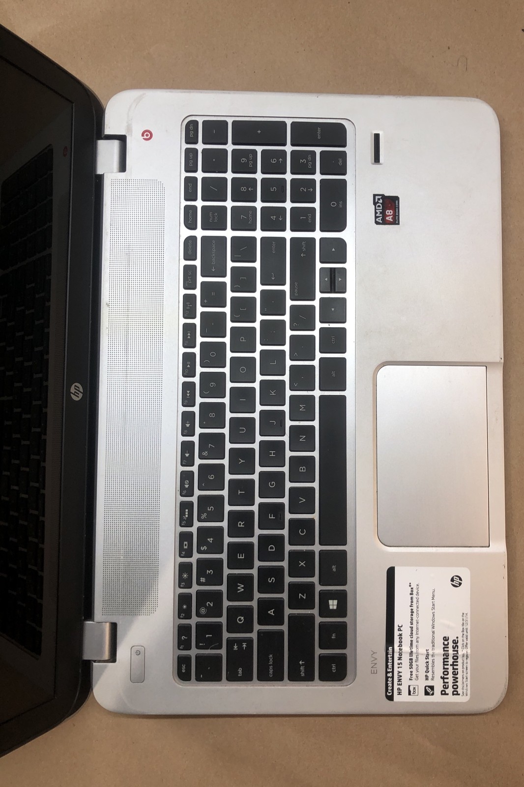 HP Envy 15″, AMD Quad-Core A8-5550M @2.1GHz, 8GB RAM, NO HDD/OS, **FOR PARTS**