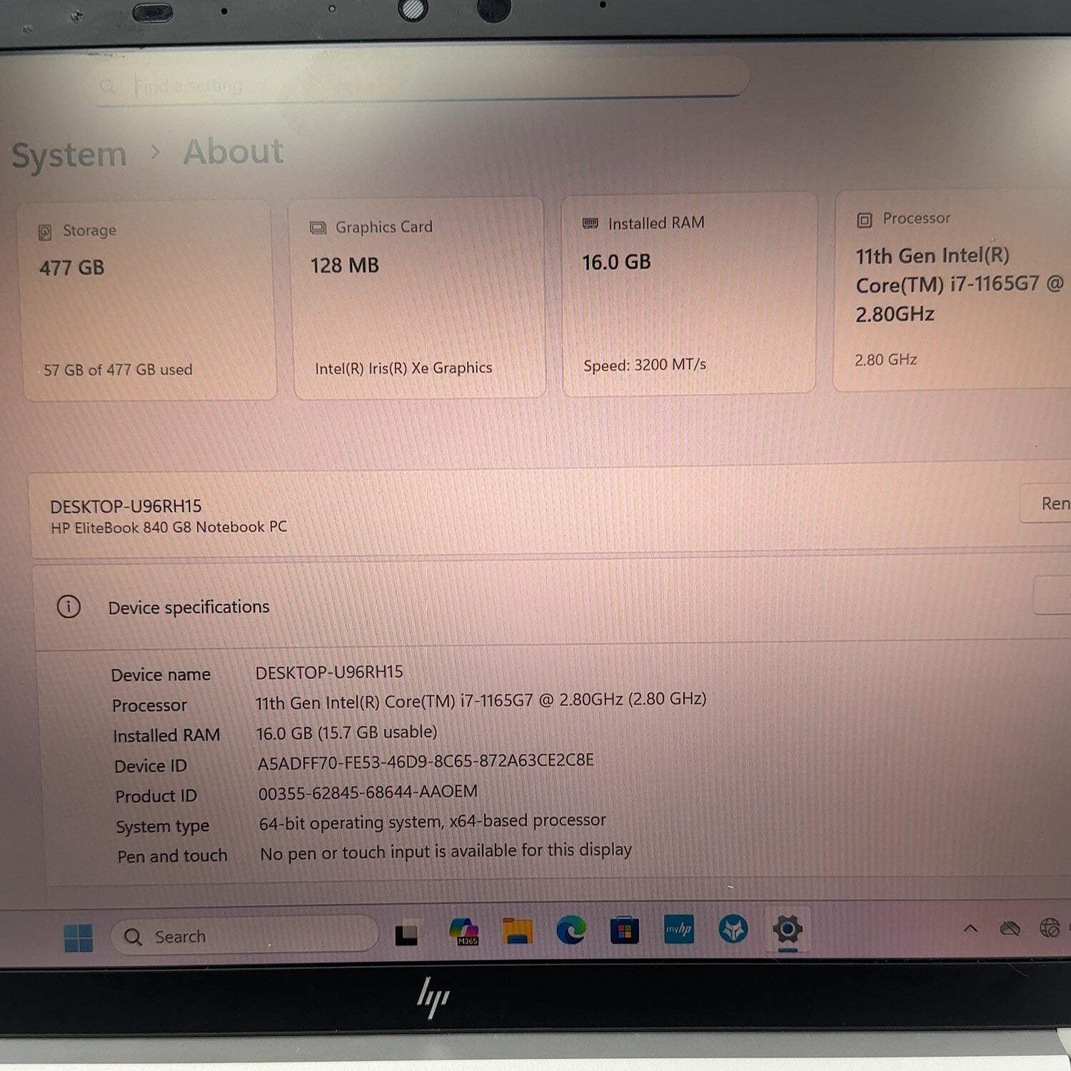 HP EliteBook 840 G8 14″ i7-1165G7 2.8GHz 16GB RAM 512GB SSD