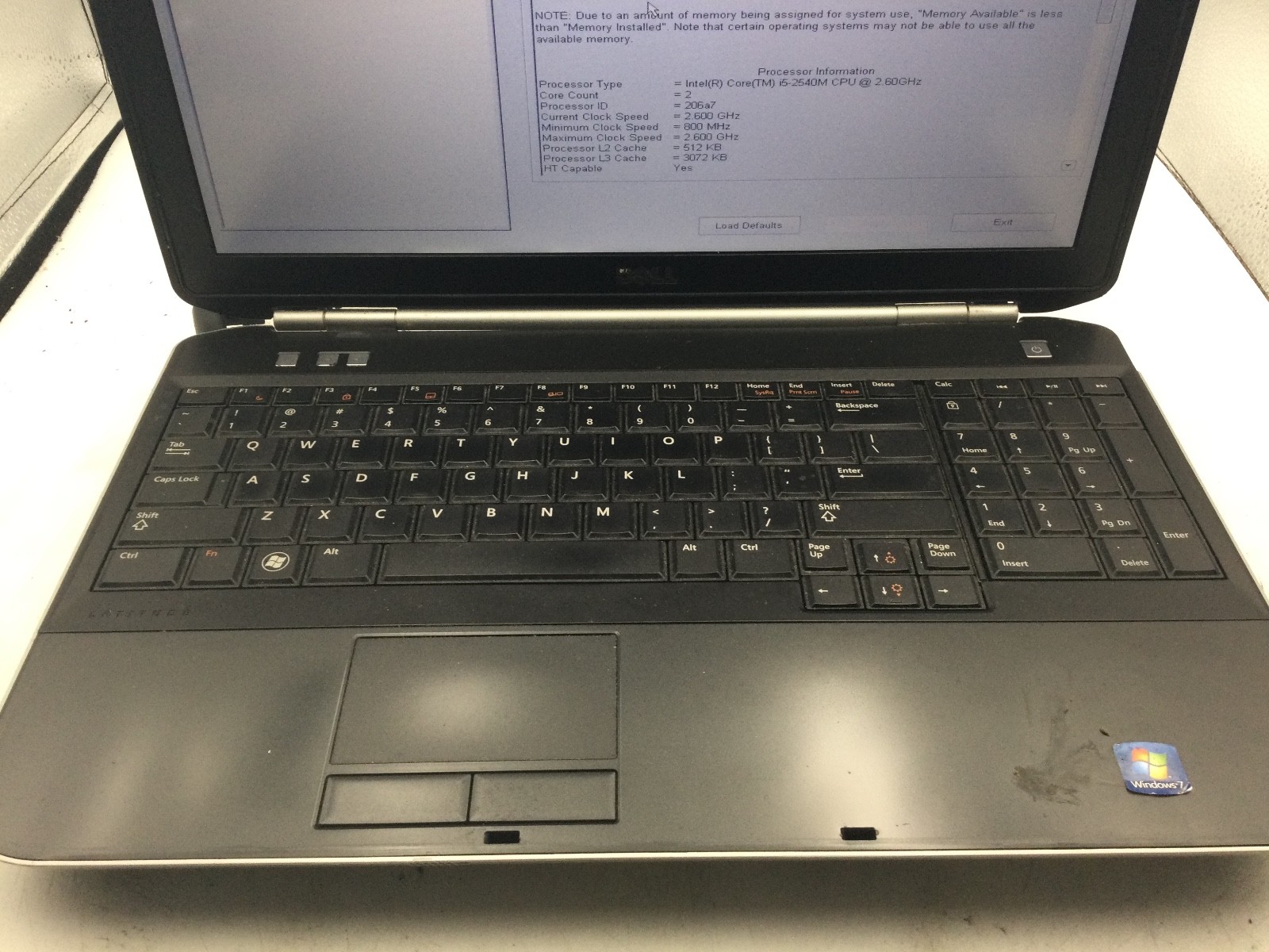 DELL LATITUDE E5520 – BOOTS TO BIOS – INTEL I5 2540 – NO RAM – 15″ – READ – BB!
