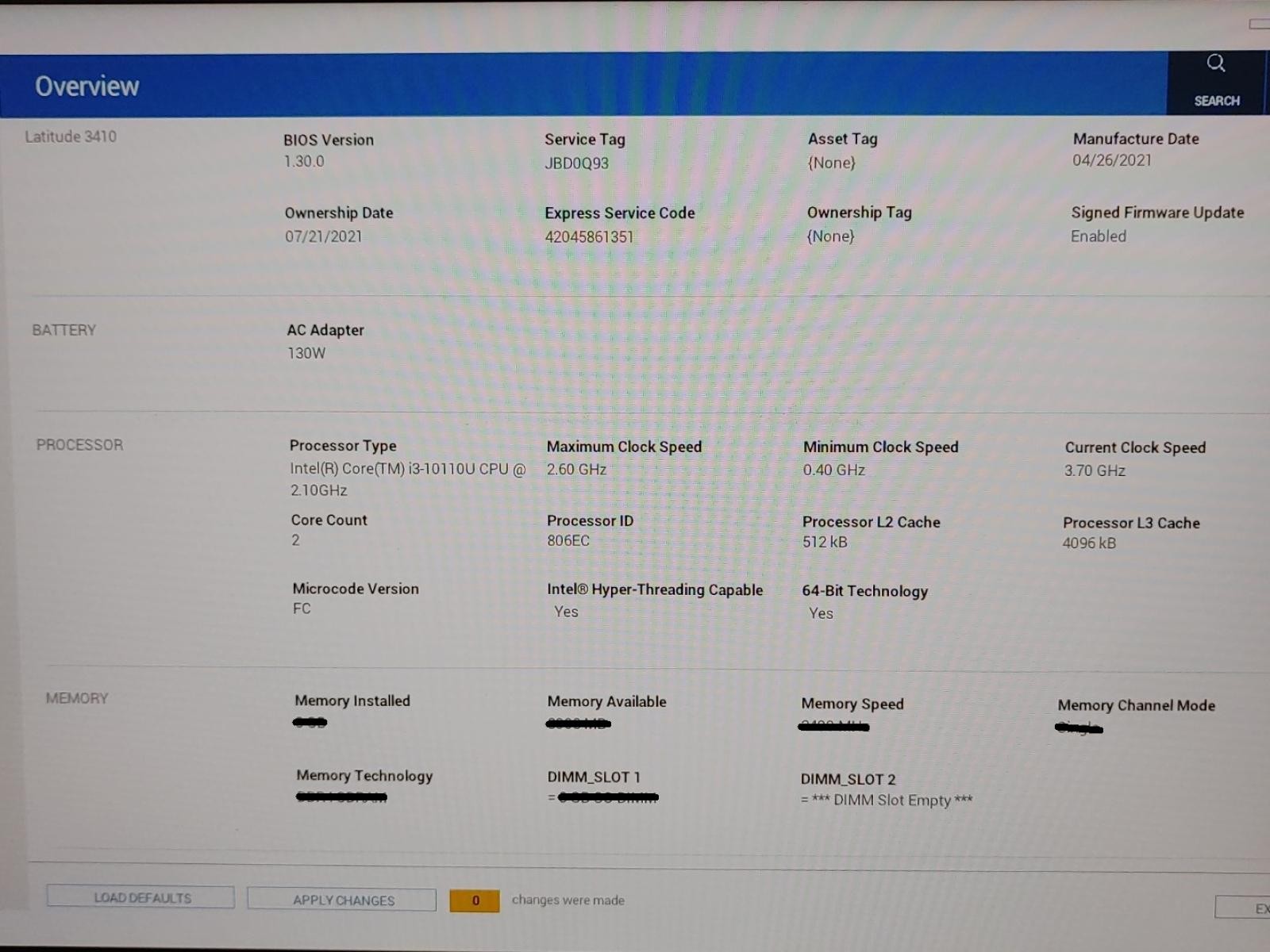 Dell Latitude 3410 14″ Intel i3-10110U *NO RAM/NO SSD/NO BATT/NO AC* **READ**