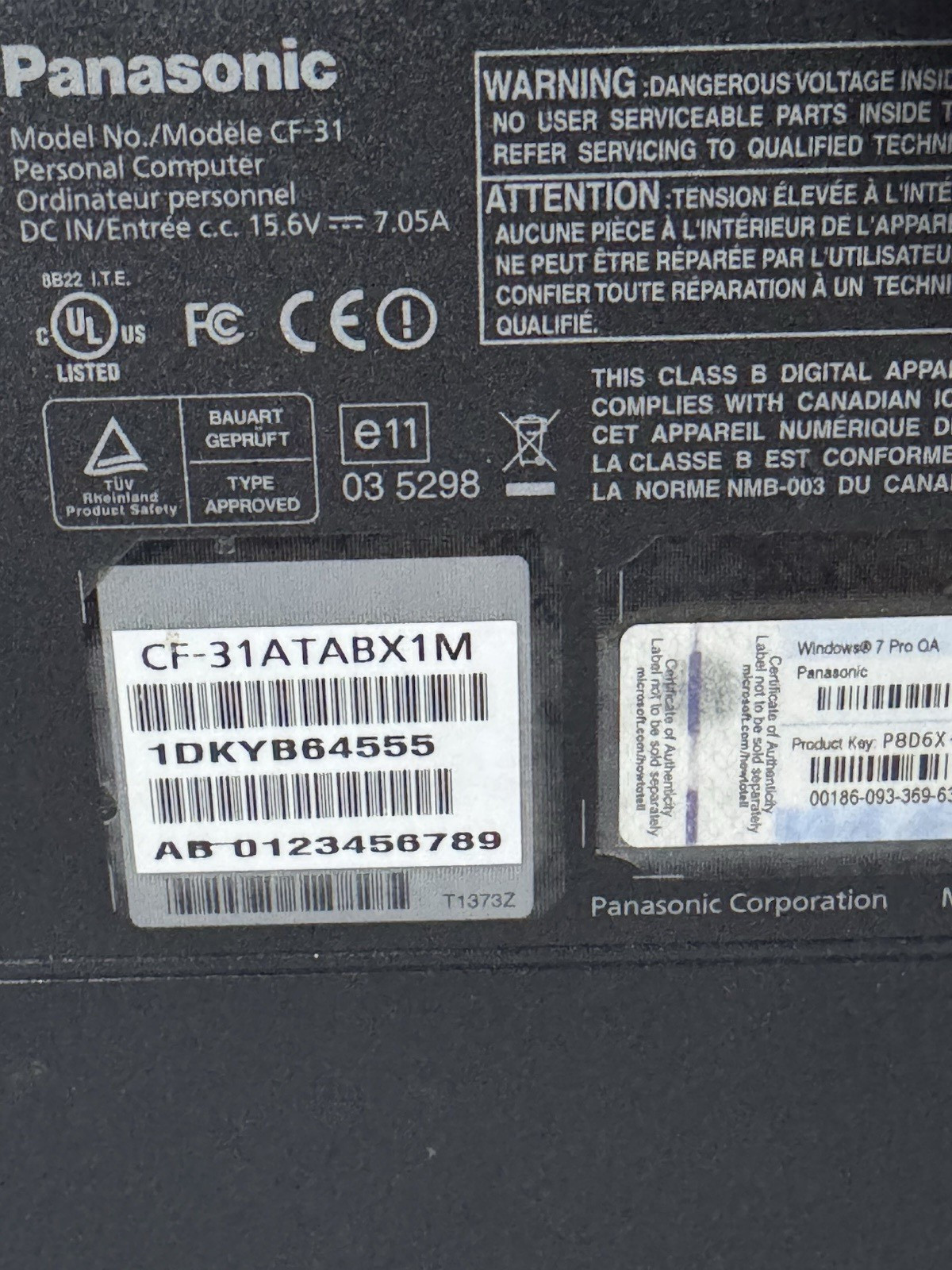 Panasonic Toughbook CF-31 MK1 CF-31ATABX1M – BIOS LOCK – AS/IS – PARTS & REPAIR