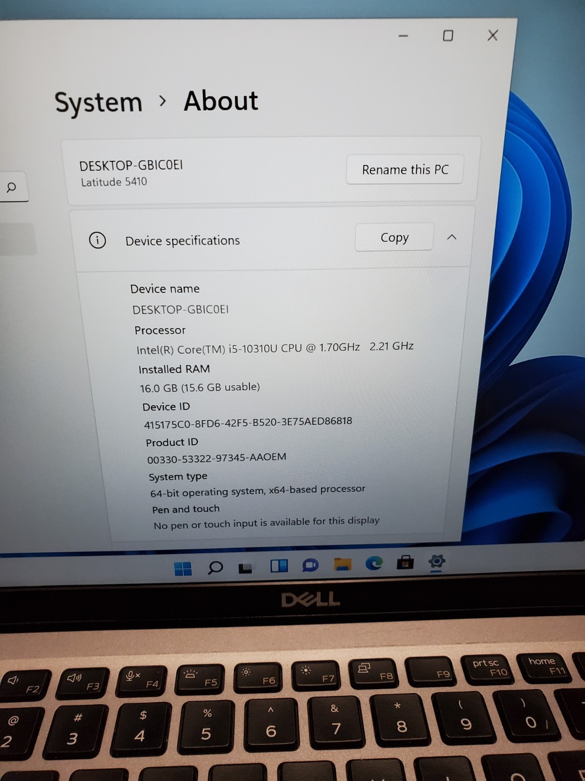 Dell Latitude 5410 14″ Laptop i5-10310u 1.6GHz 16GB RAM 256GB SSD Win11 #69