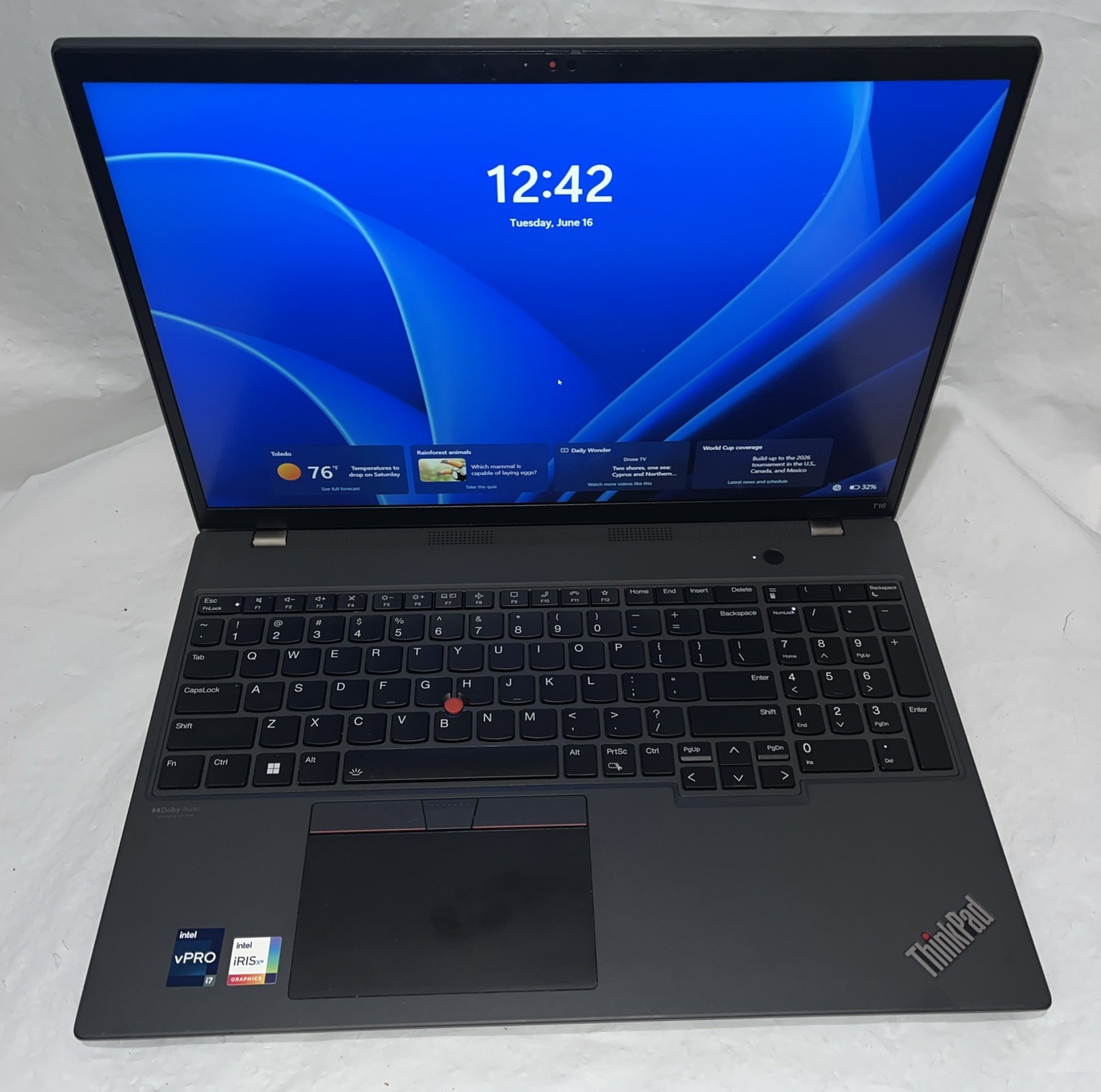 Lenovo ThinkPad T16 16″ i7-1270P@2.20GHz, 16GB RAM, 512GB M2, W11P *READ*
