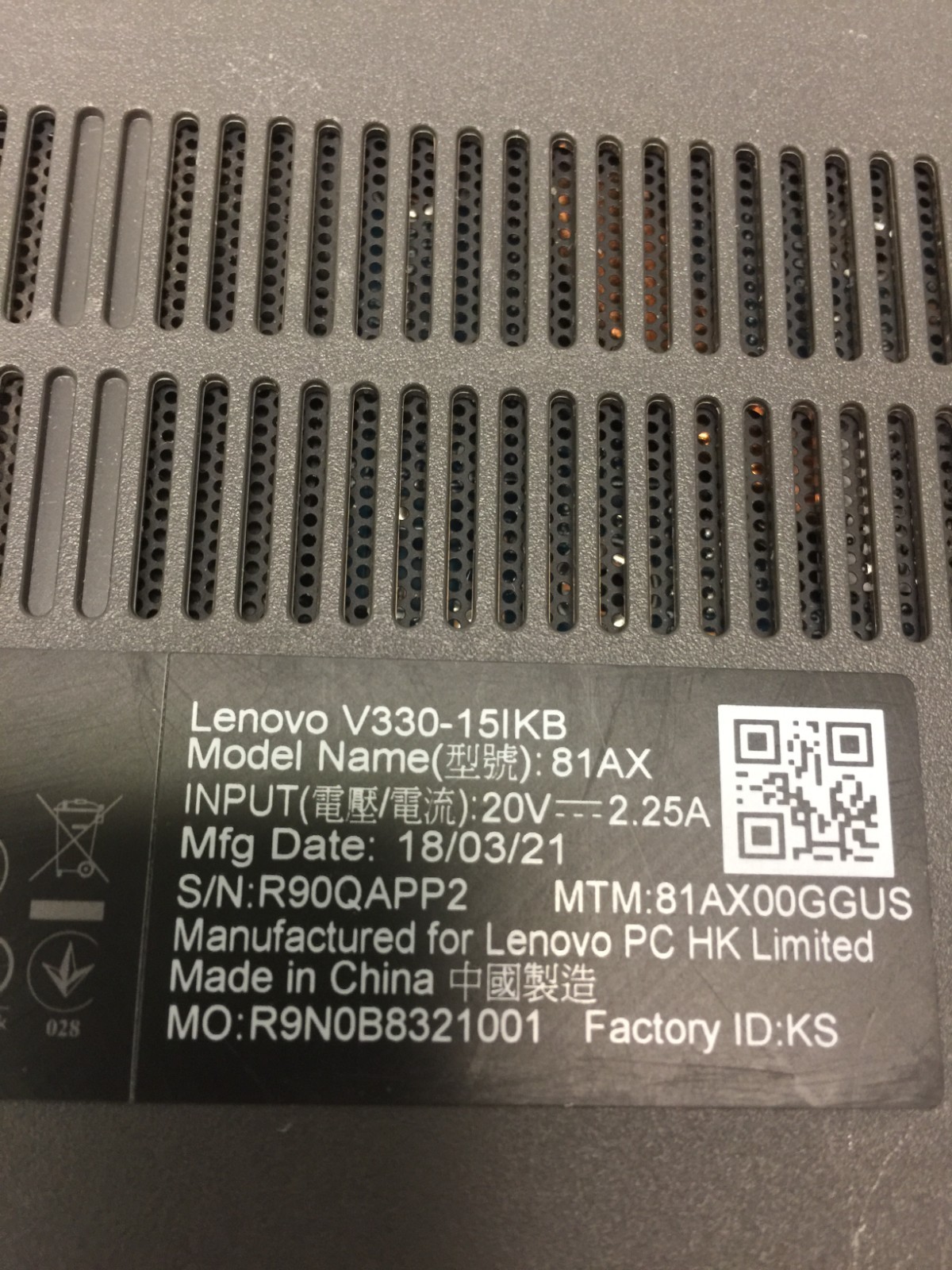 LenovoV330-15IKB (81AX) core i5 7th gen 2.50 ghz 8 GB RAM 256 GB SSD WIN 11 PRO