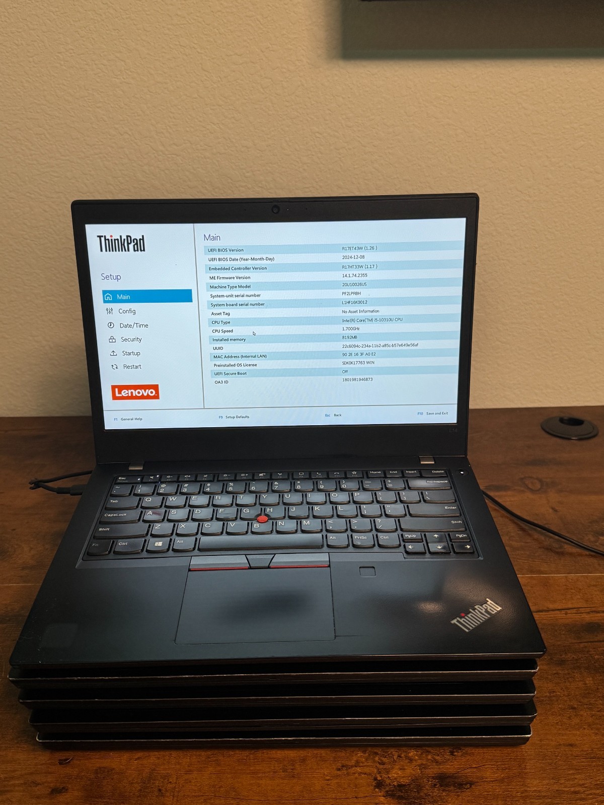 Lot of 5 Lenovo ThinkPad L14 Gen 1 FHD i5-10310U 1.70GHz 8GB RAM NO SSD NO OS