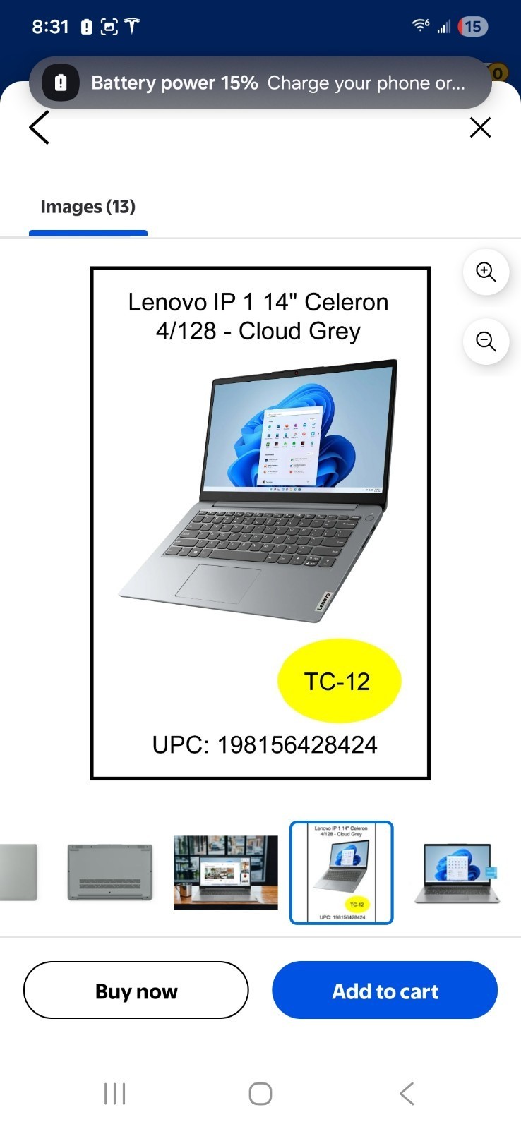 Lenovo IdeaPad 1i 14″ HD Laptop, Celeron N4500, 4GB RAM, 128GB eMMC, Win 11 S