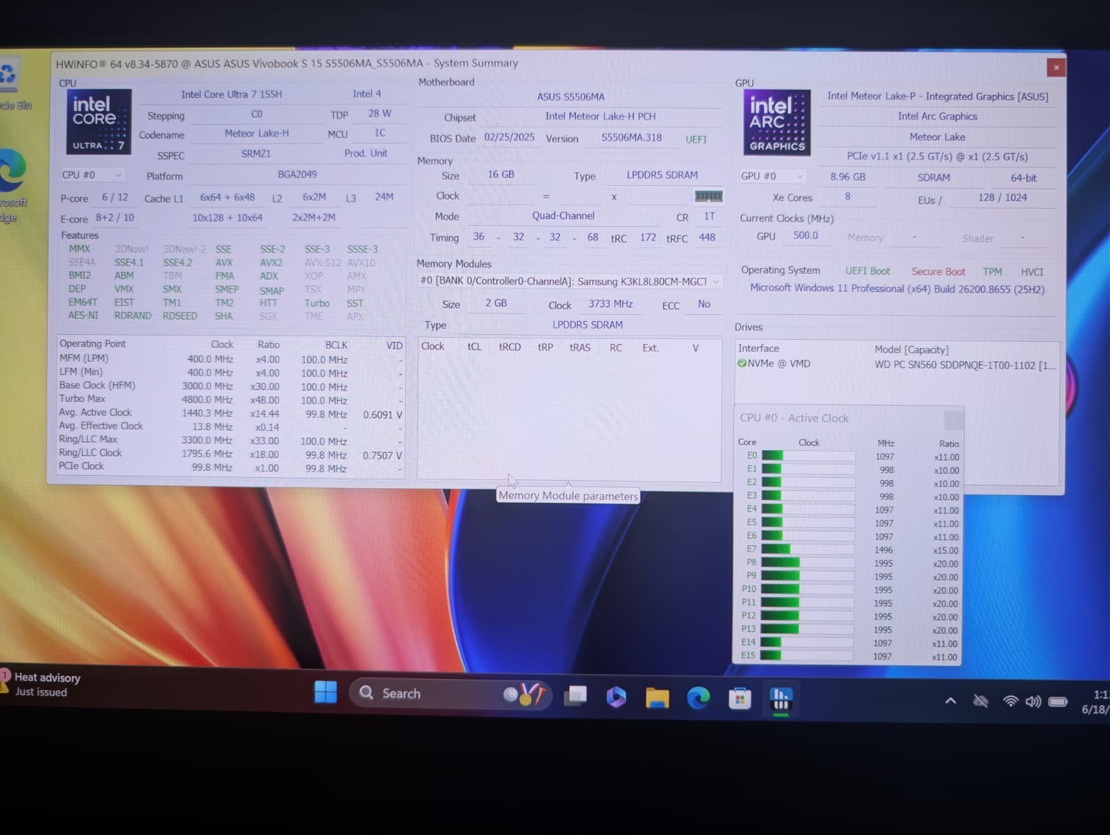 Asus Vivobook S 15 3K OLED @ 120Hz HDR | Ultra 7 16GB RAM 1TB SSD | RGB Backlit
