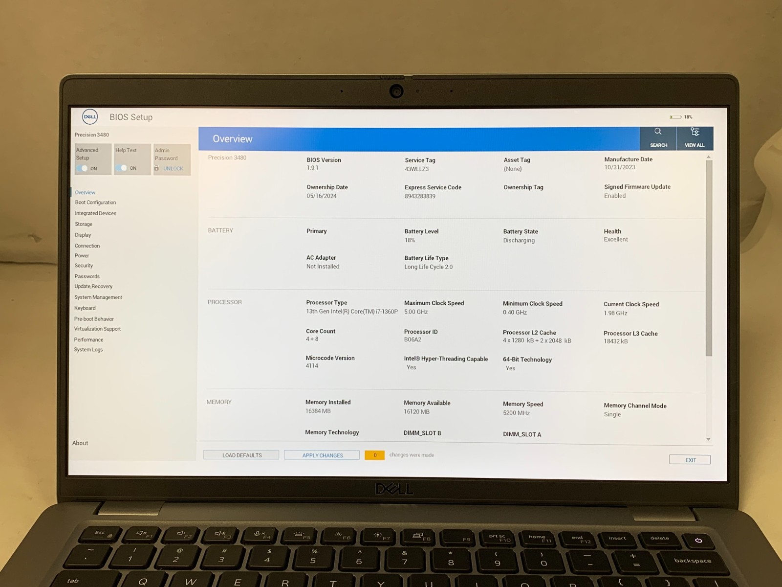 Dell Precision 3480 14″ FHD i7-1360P 2.2GHz 16GB RAM No SSD/OS BIOS Locked!