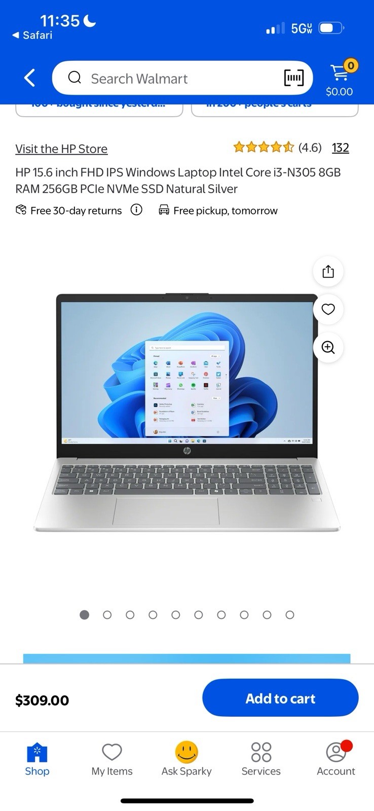 HP 15.6 Inch Natural Silver Windows Laptop