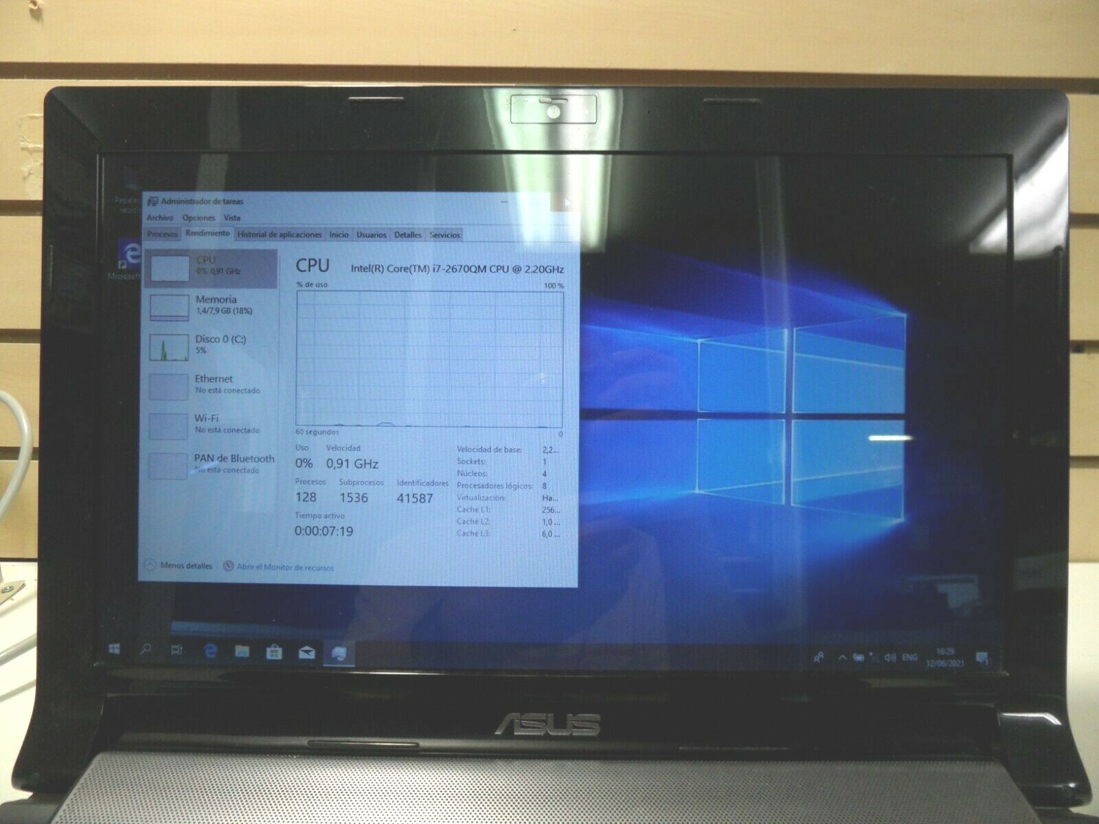 ASUS X5MS N53SM Laptop 4 Parts Booted Windows 10 1TB i7-2670QM Spanish