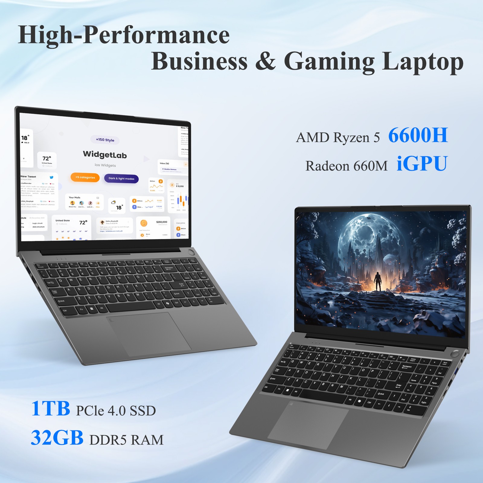 NIMO 15.6” FHD IPS Business-Laptop-Computer – AMD Ryzen 5 6600H, 32GB DDR5 RAM