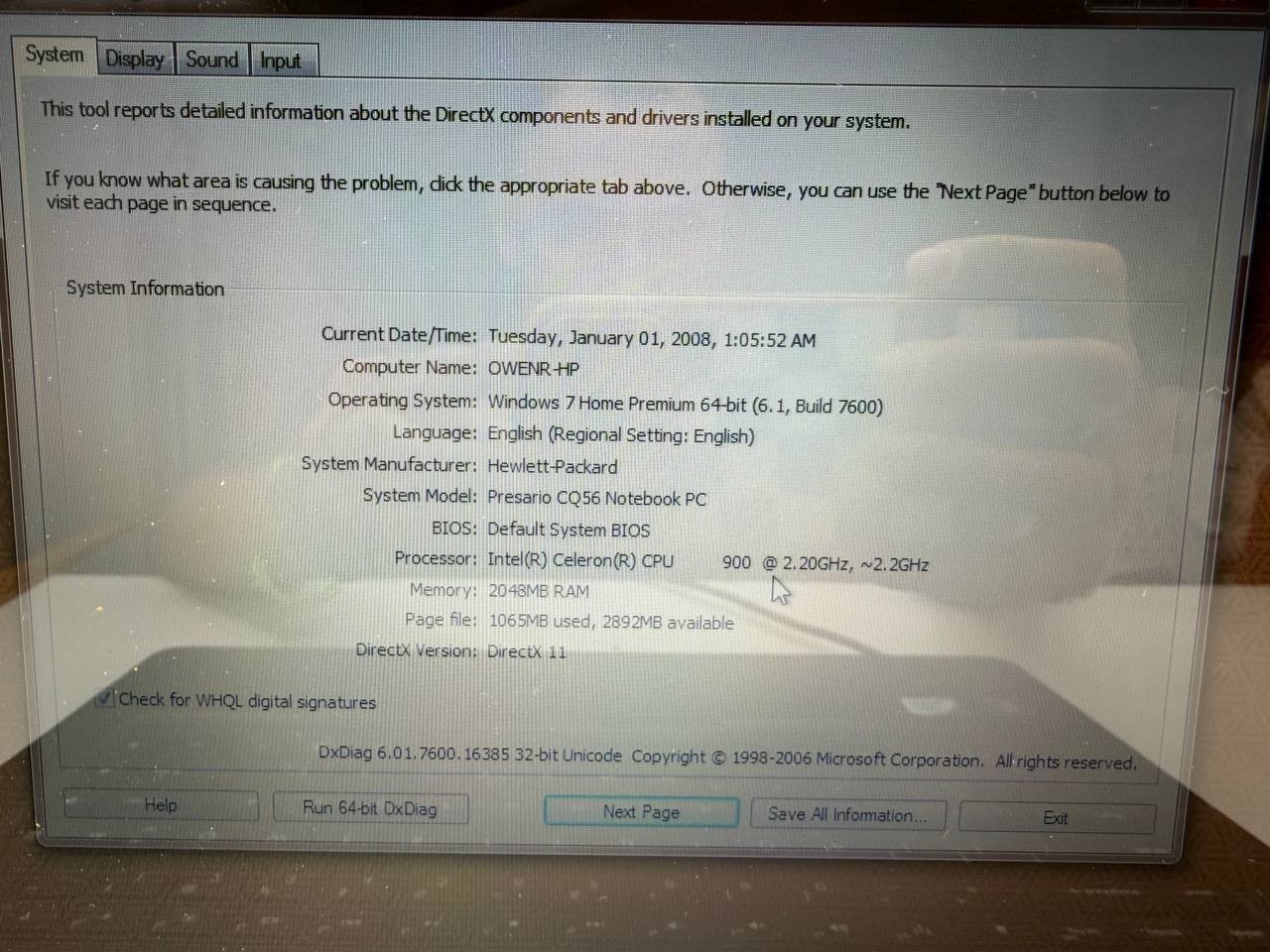 HP Compaq Presario CQ56 Laptop 15.6″ Intel Celeron 900 2.2GHz 2GB RAM Windows 7