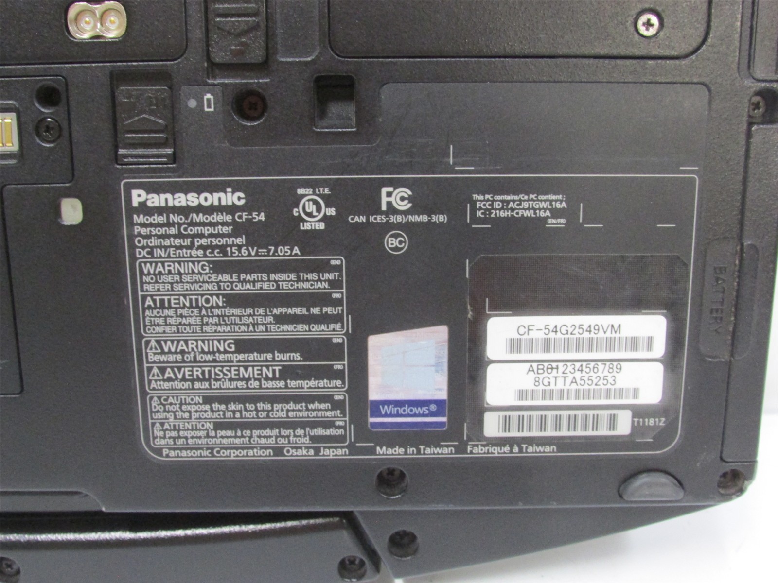 Panasonic Toughbook CF-54 MK3 i5-7300U 2.6GHz 8GB 500GB HDD 14″ W10P BIOS LK/DMG