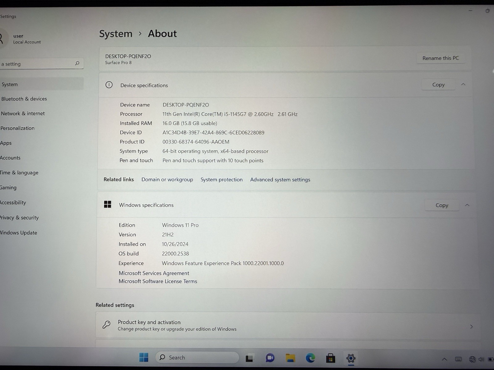 Microsoft Surface Pro 8 (1982) i5-1145G7 – 16GB RAM – 256GB 120Hz – Win 11 Pro