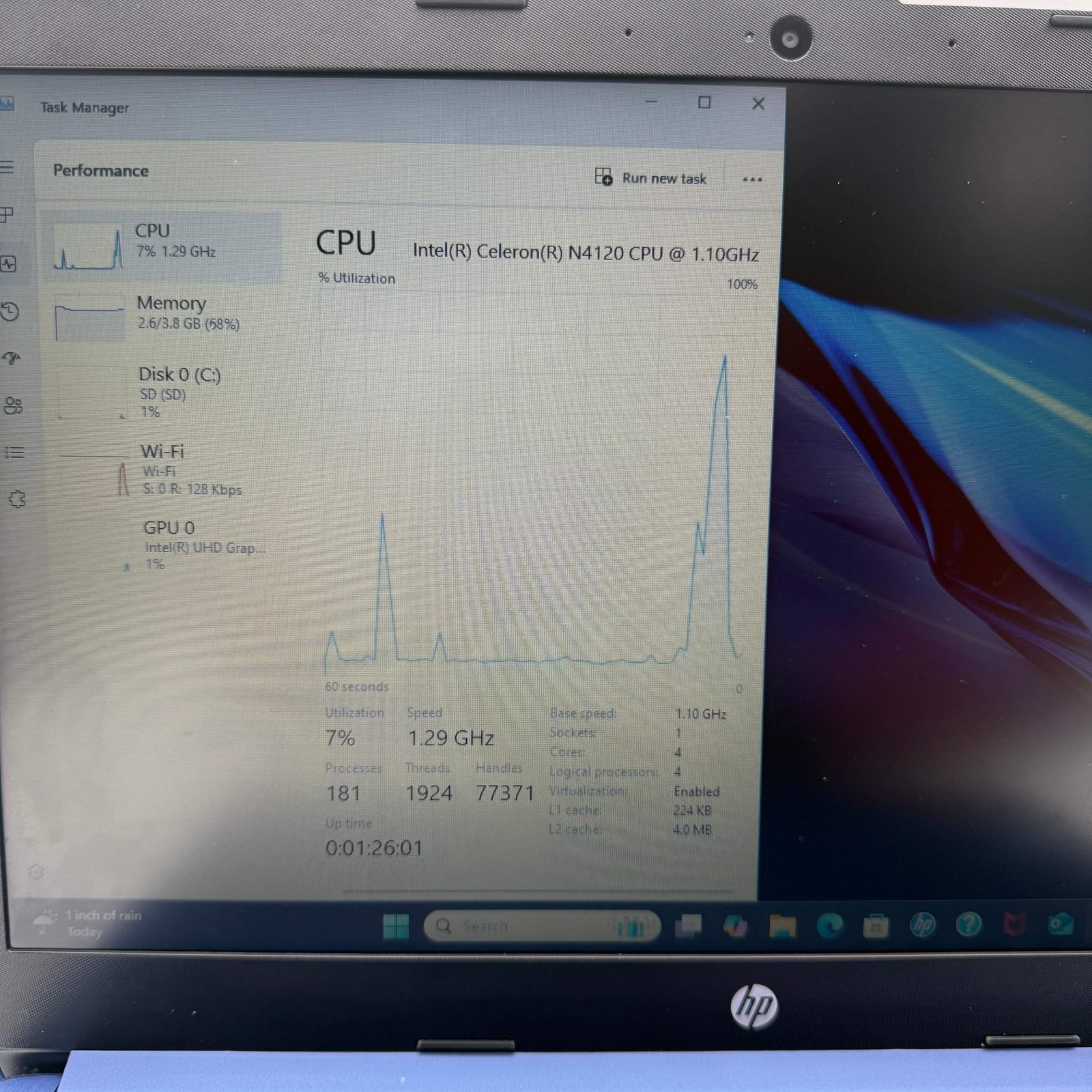 HP 14-cf2111wm Laptop 14-inch Intel Celeron 1.7GHz 4GB RAM 64GB Blue