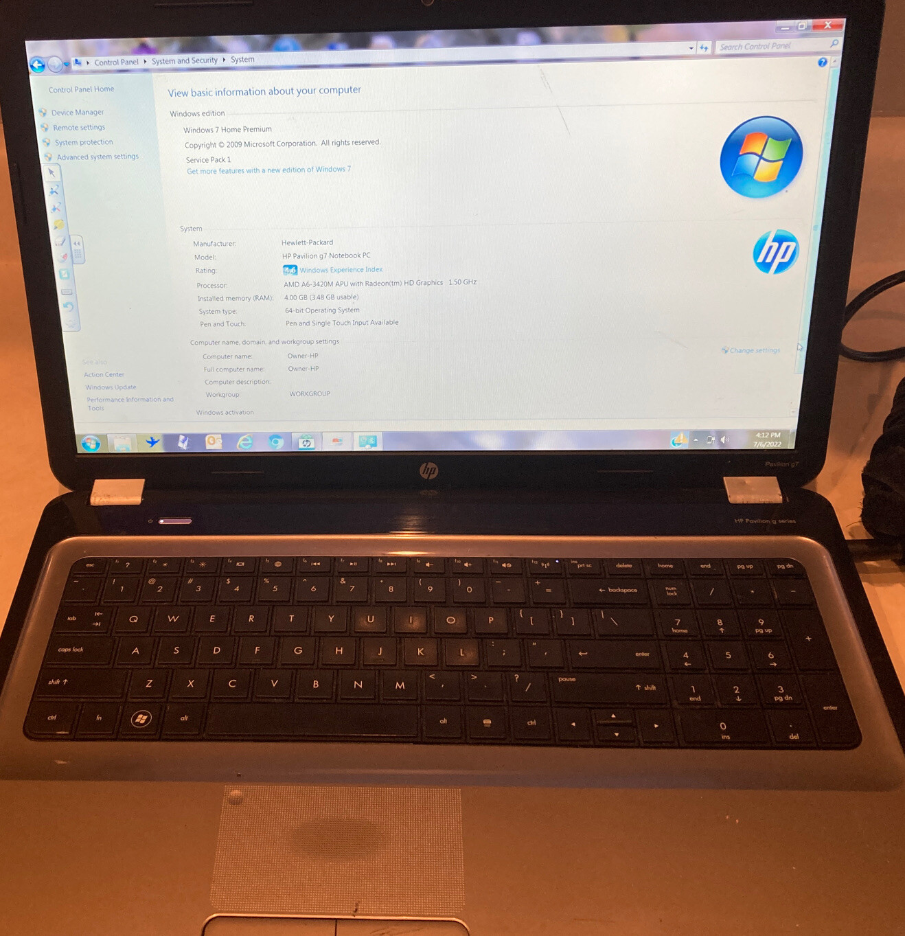 HP Pavillion g7 Notebook PC 17.5″ Screen ( Product A7A32UA#ABA)