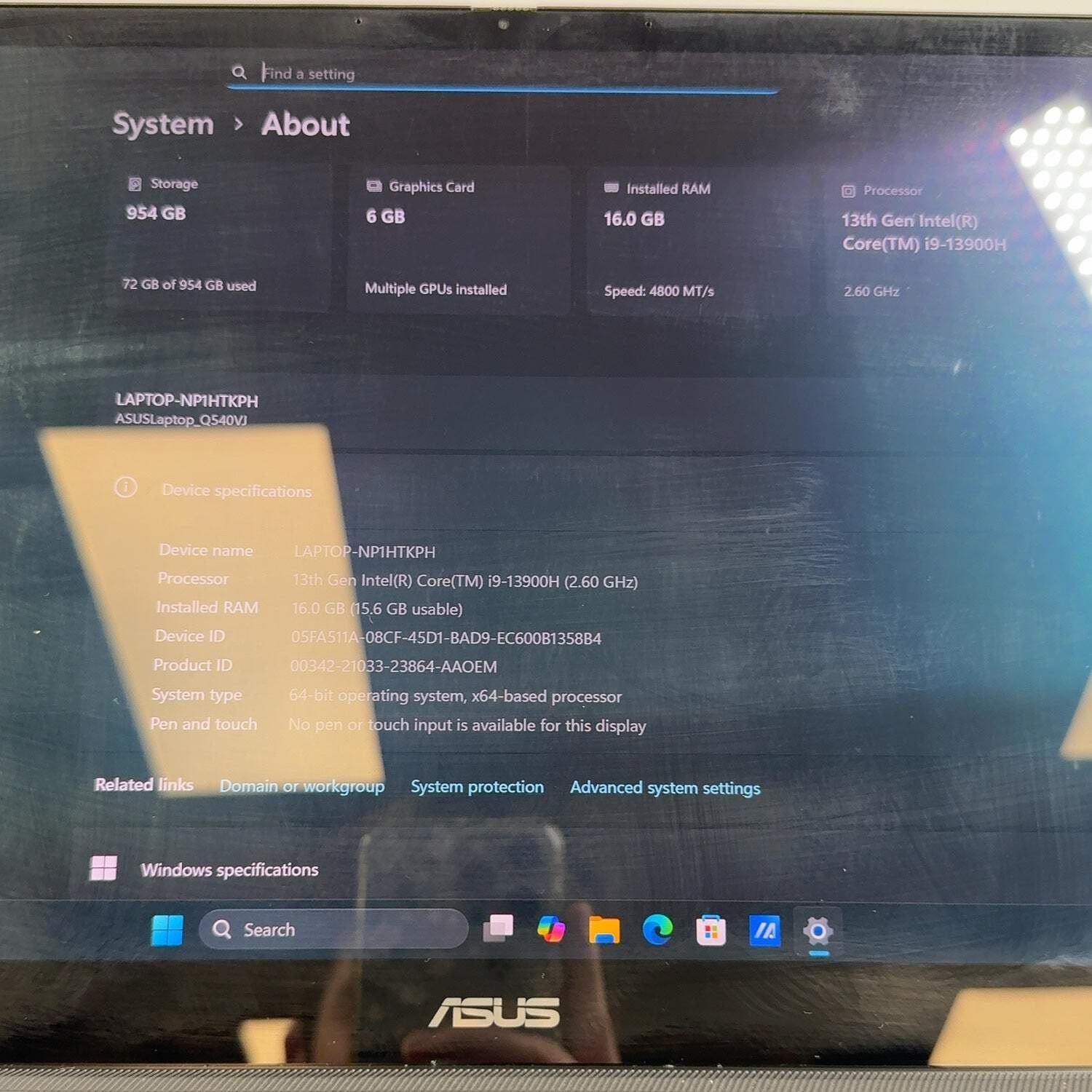Asus Creator Laptop Q OLED 15.3″ i9-13900H 16GB RAM 1TB SSD GeForce RTX 3050