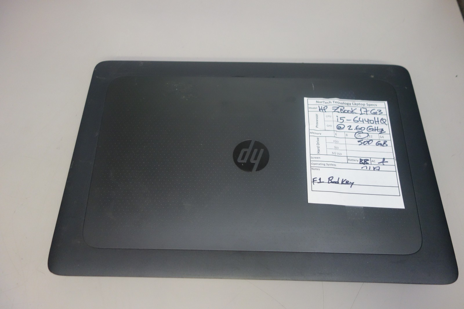 HP ZBook 17 G3 17.3″ i5-6440HQ 2.6GHz 16GB/500GB [NO OS] Laptop + AC [BADBTRY]