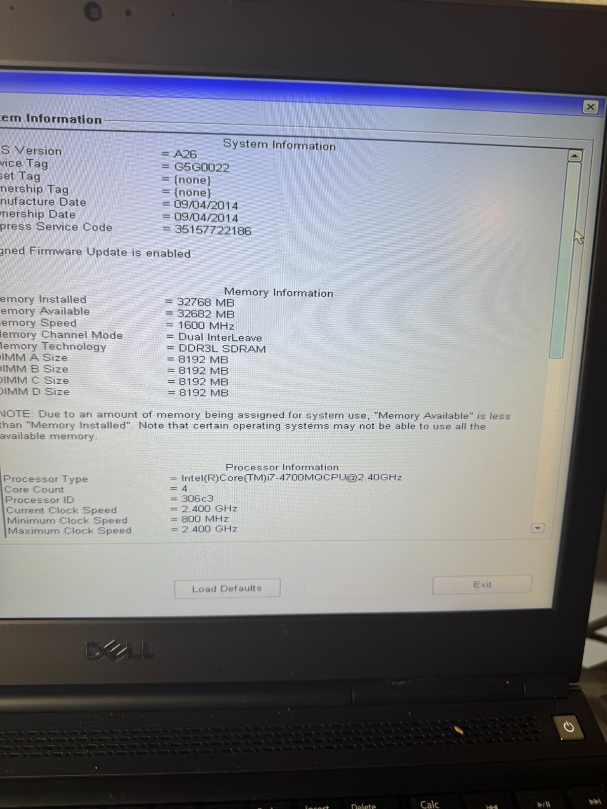 Dell Precision M4800 Core i7-4700MQ, 32GB RAM, 15.6″ Laptop *READ #5091