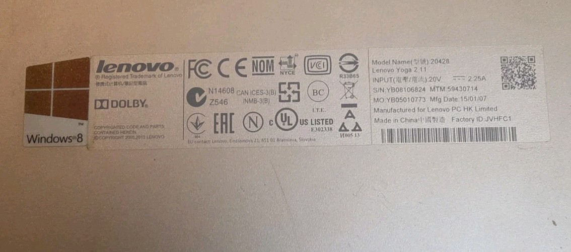Lenovo Yoga 2 11 20428 Intel i3 4th Gen 4GB RAM 64GB SSD
