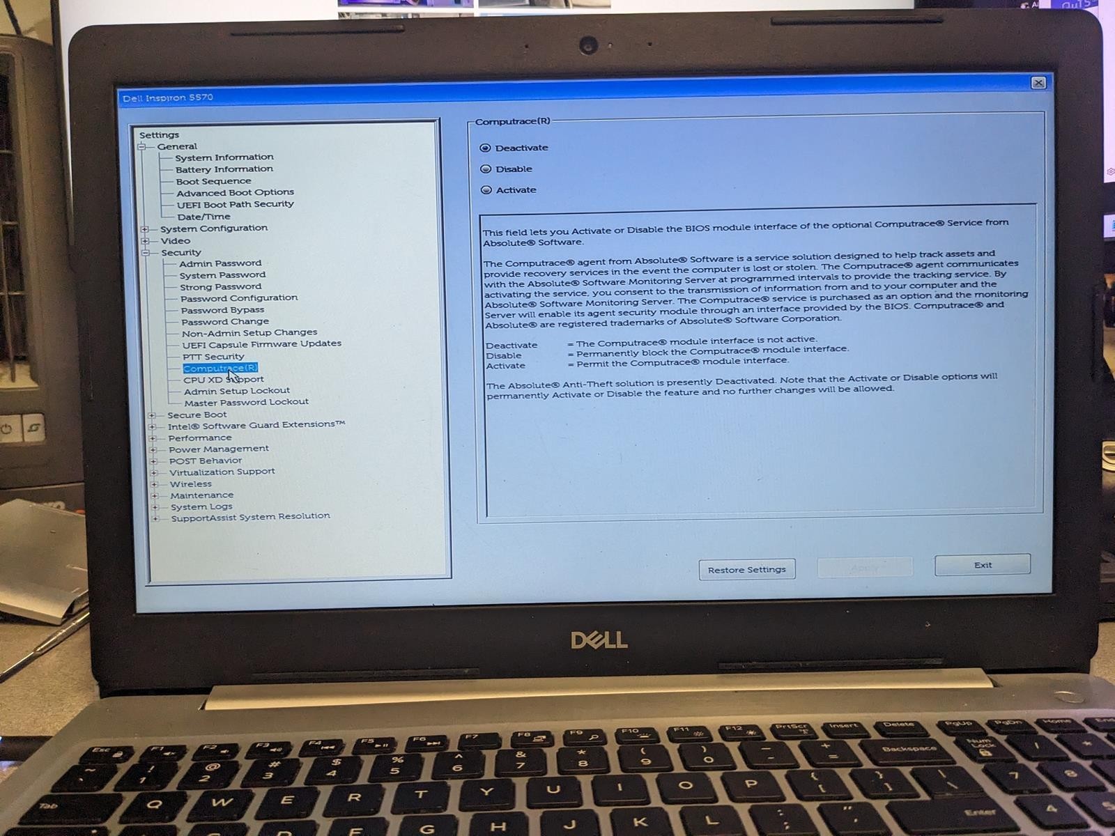 DELL INSPIRON 5570 i5-8250U @ 1.60GHz, 8GB RAM, NO HDD/OS